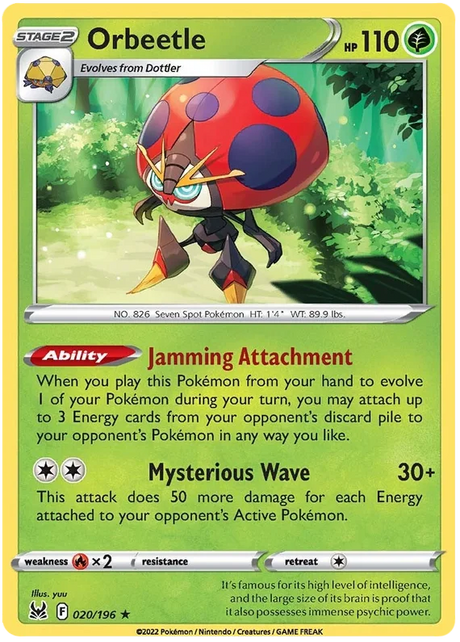 Orbeetle Lost Origin Pokemon Single Card 020/196