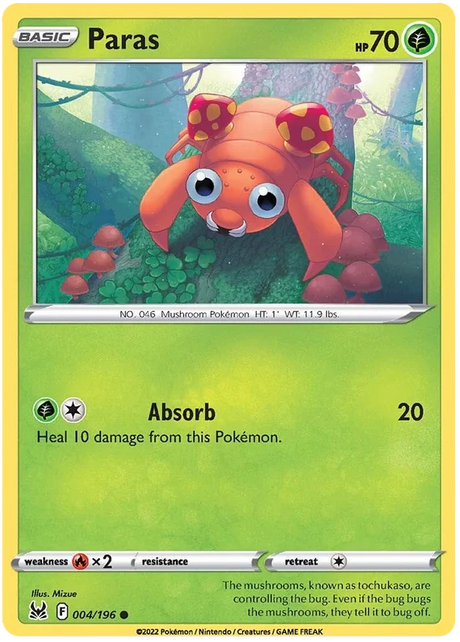Paras Lost Origin Pokemon Single Card 004/196