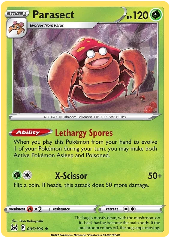 Parasect Lost Origin Pokemon Single Card 005/196