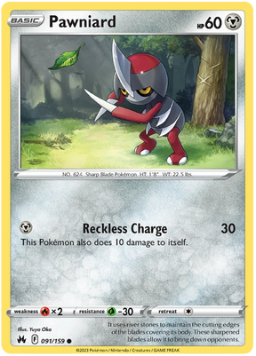 Pawniard 091 Crown Zenith Pokemon Card Single