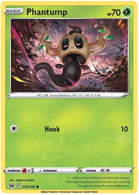 Phantump Lost Origin Pokemon Single Card 016/196