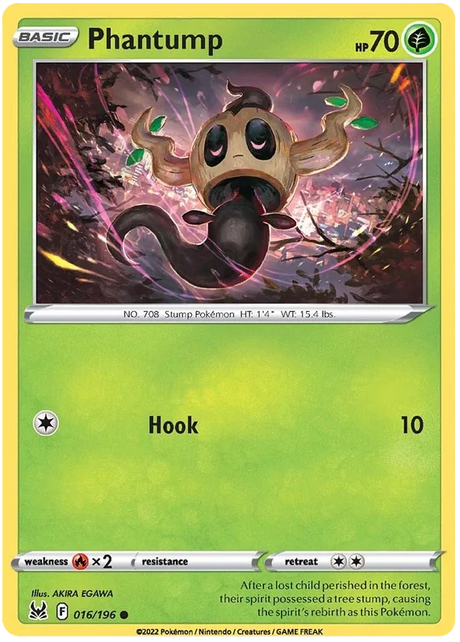 Phantump Lost Origin Pokemon Single Card 016/196