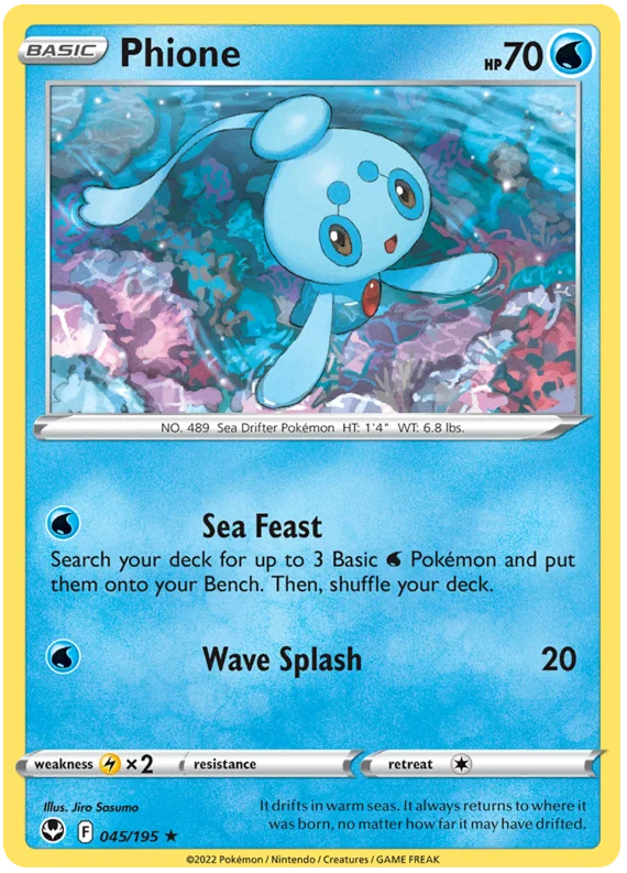 Phione Silver Tempest Pokemon Single 045/195
