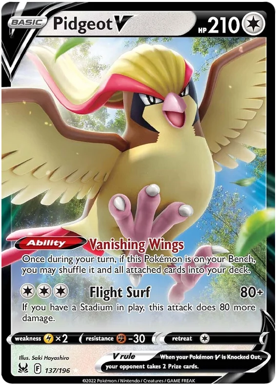 Pidgeot V Lost Origin Pokemon Single Card 137/196