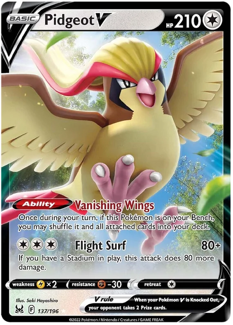 Pidgeot V Lost Origin Pokemon Single Card 137/196