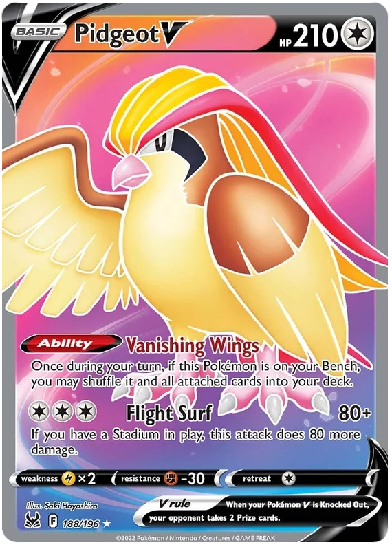 Pidgeot V (Full Art) Lost Origin Pokemon Single Card 188/196