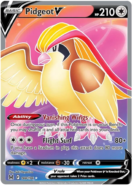 Pidgeot V (Full Art) Lost Origin Pokemon Single Card 188/196