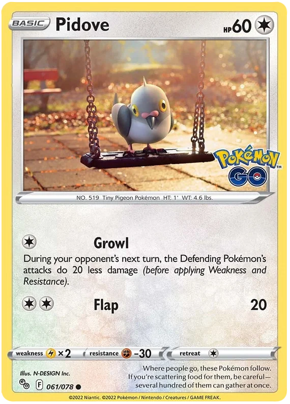 Pidove Pokemon GO Card Singles 061/078