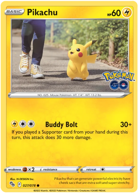 Pikachu Pokemon GO Card Singles 027/078