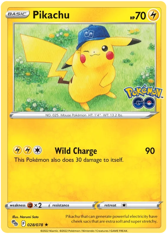 Pikachu Pokemon GO Card Singles 028/078