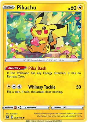 Pikachu Lost Origin Pokemon Single Card 052/196