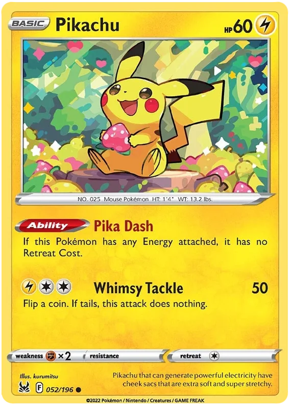 Pikachu Lost Origin Pokemon Single Card 052/196