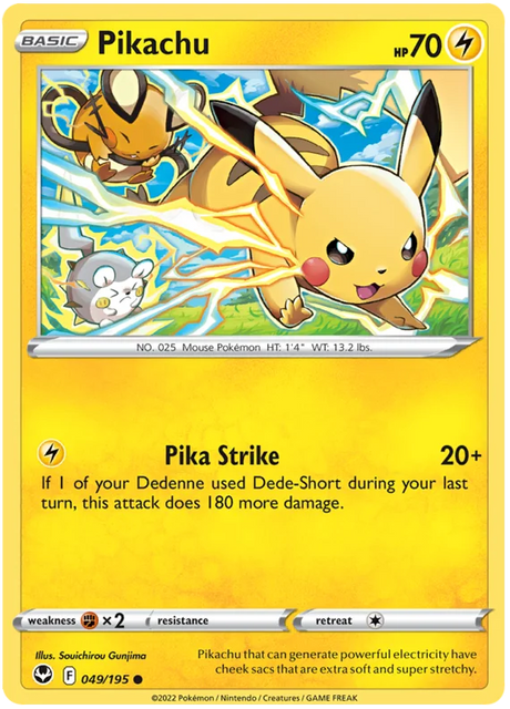 Pikachu Silver Tempest Pokemon Single 049/195