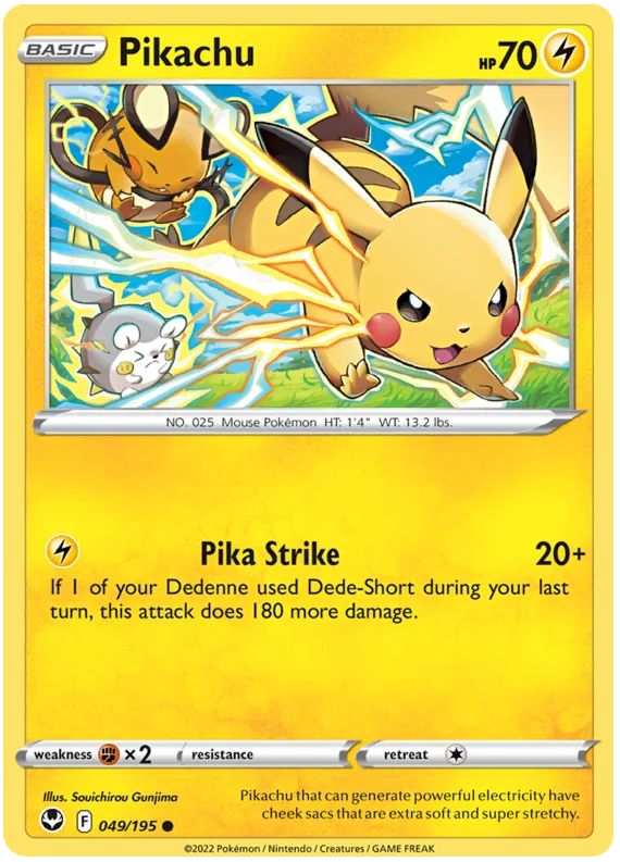 Pikachu Silver Tempest Pokemon Single 049/195