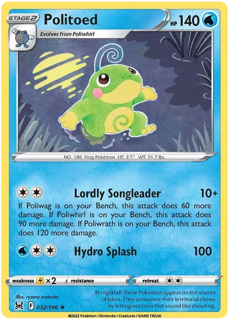 Politoed Lost Origin Pokemon Single Card 032/196