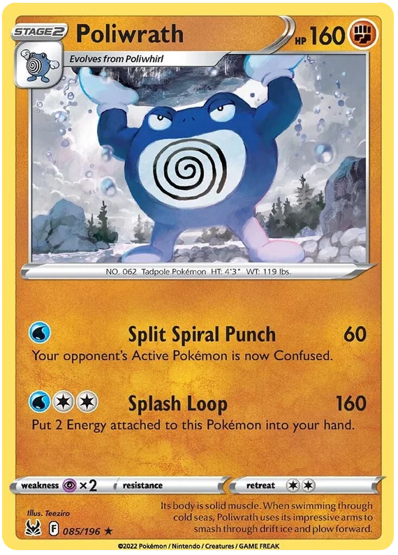 Poliwrath Lost Origin Pokemon Single Card 085/196