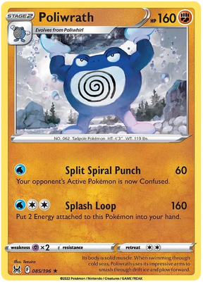 Poliwrath Lost Origin Pokemon Single Card 085/196