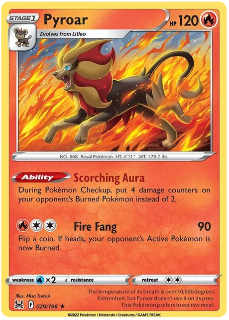 Pyroar Lost Origin Pokemon Single Card 029/196