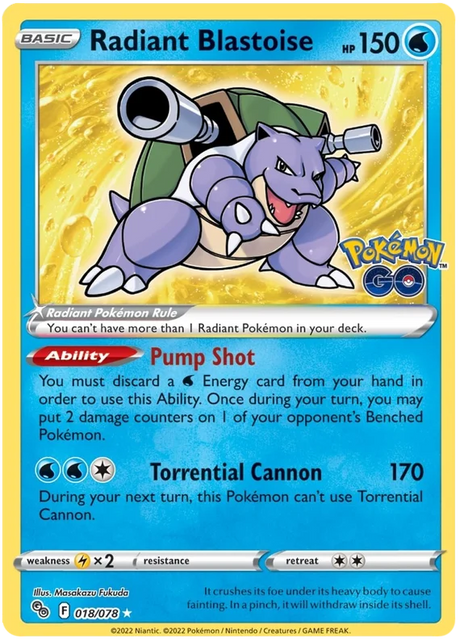 Radiant Blastoise Pokemon GO Card Singles 018/078