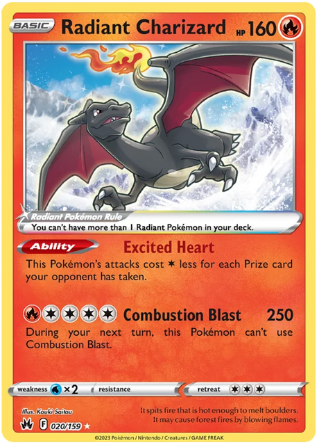 Radiant Charizard Crown Zenith Pokemon Card Single