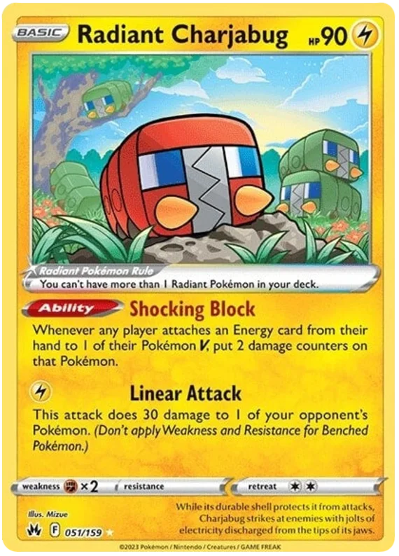 Radiant Charjabug Crown Zenith Pokemon Card Single