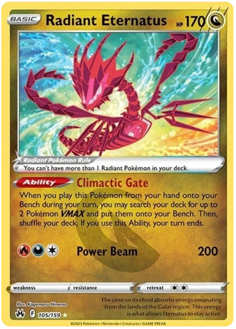 Radiant Eternatus Crown Zenith Pokemon Card Single