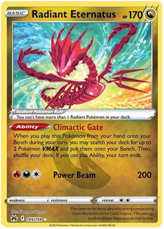 Radiant Eternatus Crown Zenith Pokemon Card Single