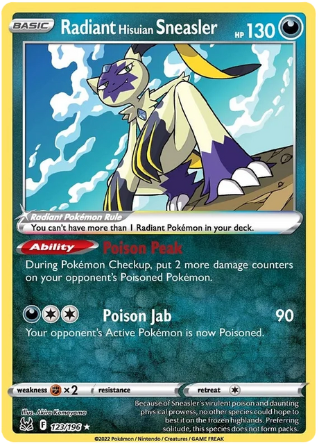 Radiant Hisuian Sneasler Lost Origin Pokemon Single Card 123/196