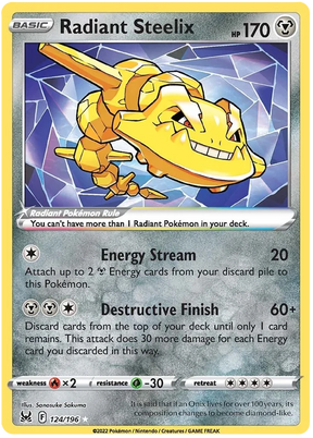 Radiant Steelix Lost Origin Pokemon Single Card 124/196