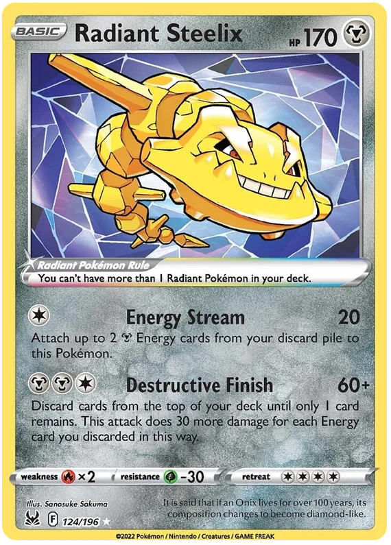 Radiant Steelix Lost Origin Pokemon Single Card 124/196