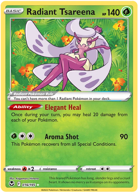 Radiant Tsareena Silver Tempest Pokemon Single 016/195