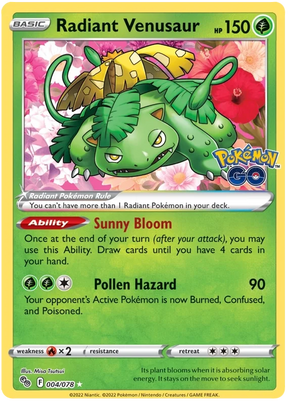 Radiant Venusaur Pokemon GO Card Singles 004/078