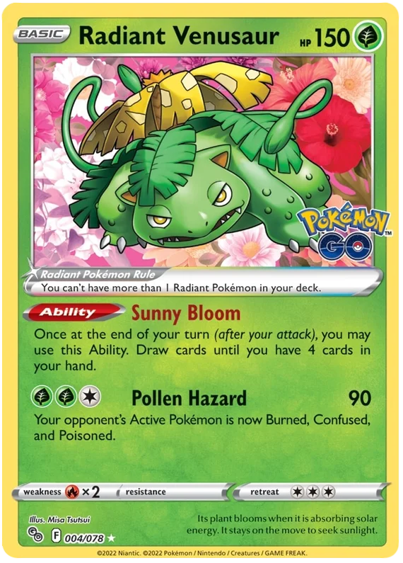 Radiant Venusaur Pokemon GO Card Singles 004/078