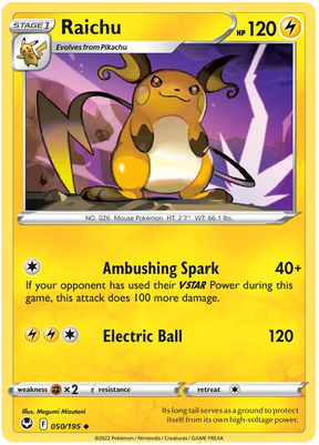 Raichu Silver Tempest Pokemon Single 050/195