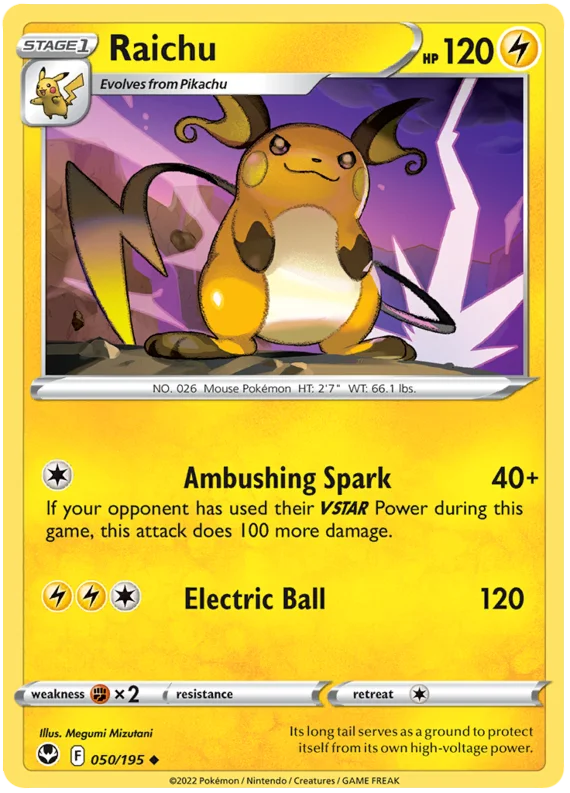 Raichu Silver Tempest Pokemon Single 050/195
