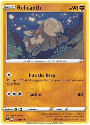 Relicanth Lost Origin Pokemon Single Card 101/196