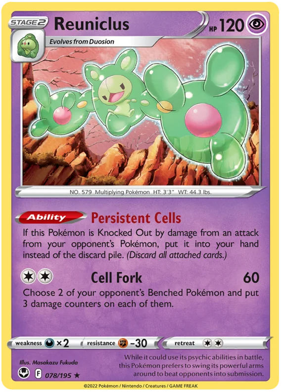 Reuniclus Silver Tempest Pokemon Single 078/195