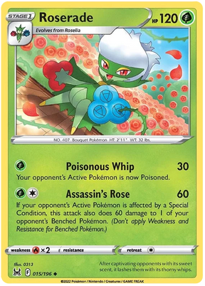 Roserade Lost Origin Pokemon Single Card 015/196
