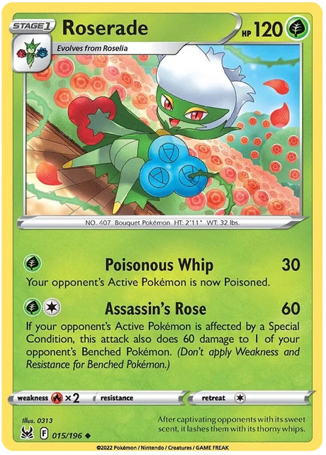 Roserade Lost Origin Pokemon Single Card 015/196