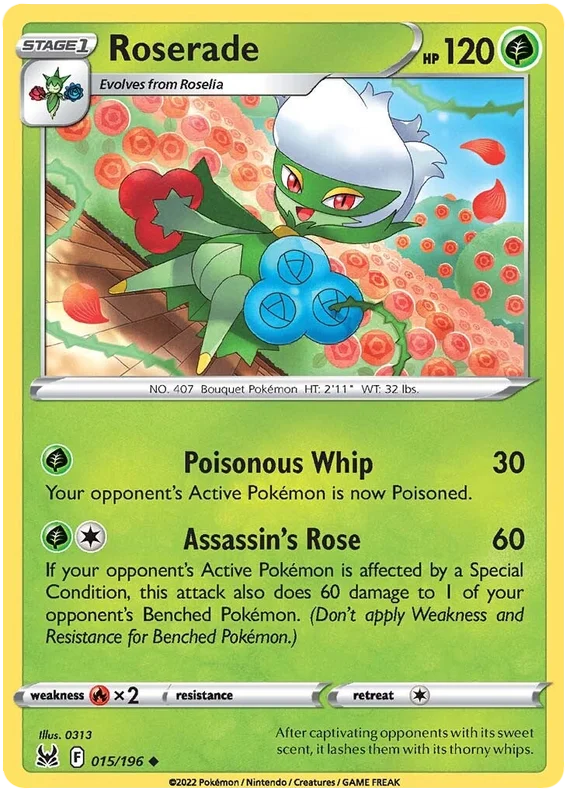 Roserade Lost Origin Pokemon Single Card 015/196