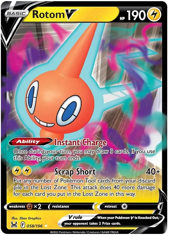 Rotom V Lost Origin Pokemon Single Card 058/196