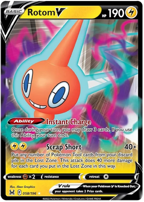 Rotom V Lost Origin Pokemon Single Card 058/196