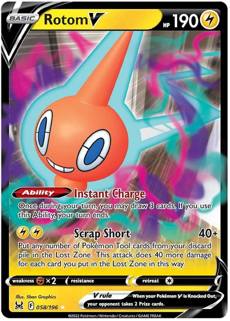 Rotom V Lost Origin Pokemon Single Card 058/196
