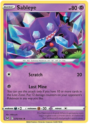 Sableye Lost Origin Pokemon Single Card 070/196