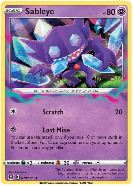 Sableye Lost Origin Pokemon Single Card 070/196