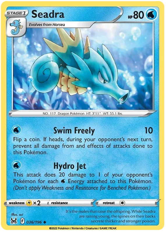Seadra Lost Origin Pokemon Single Card 036/196