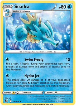 Seadra Lost Origin Pokemon Single Card 036/196
