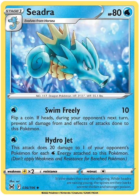 Seadra Lost Origin Pokemon Single Card 036/196