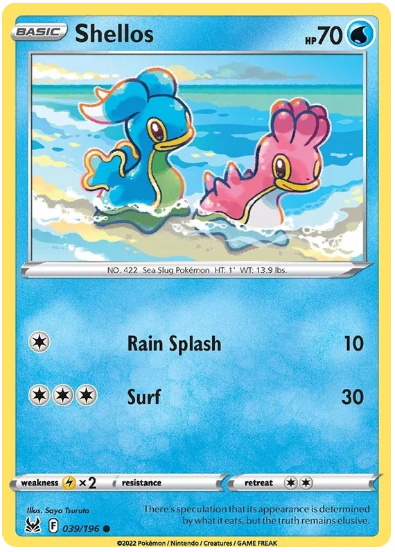 Shellos Lost Origin Pokemon Single Card 039/196