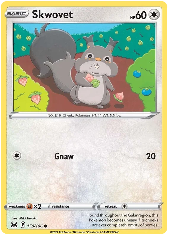 Skwovet Lost Origin Pokemon Single Card 150/196